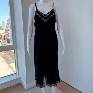 Renee Lewis Vintage Couture Black Silk and Lace Mid Length dress